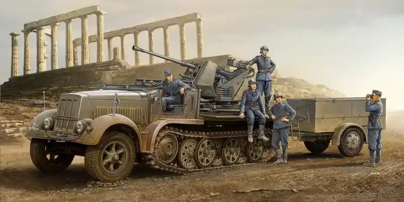 Bestseller Trumpeter 3,7cm Flak37 auf Selbstfahr. (Sd.Kfz.7/2 Early) harcjármű makett