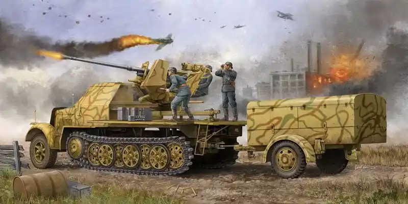 Gyors szállítás Trumpeter 3,7cm Flak 37 auf Selbstfahr. Sd.Kfz. 7/2 late harcjármű makett