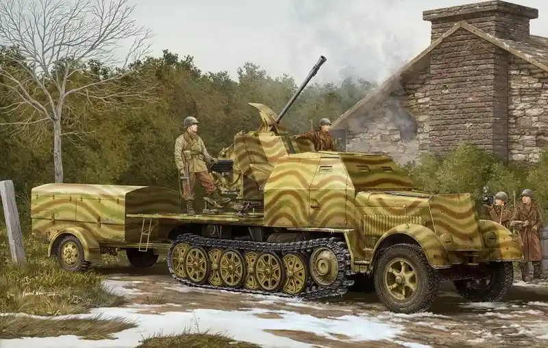 Trumpeter 3,7cm Flak 43 auf Selbstfahr. Sd.Kfz. 7/2 harcjármű makett Olcsó