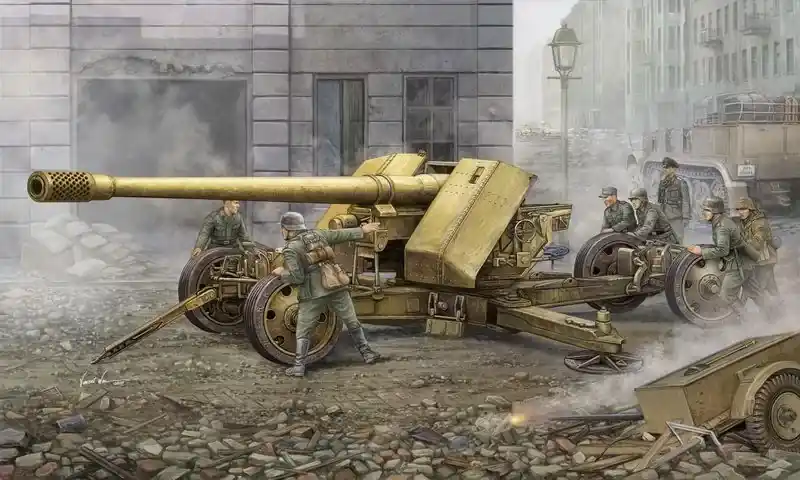 Trumpeter German 128mm Pak44 (Krupp) vontatott löveg makett Kiárusítás