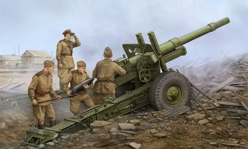 Azonnal elérhető Trumpeter Soviet ML-20 152mm Howitzer M-46 Carriag vontatott tarack makett