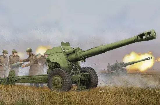 Trumpeter Soviet D-20 152mm towed Gun-Howitzer vontatott tarack makett Ne maradj le