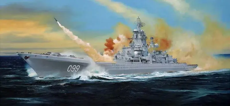 Utolsó esély Trumpeter Russian battle cruiser Pyotr Velikiy Ex-Yuki Andropov hajó makett