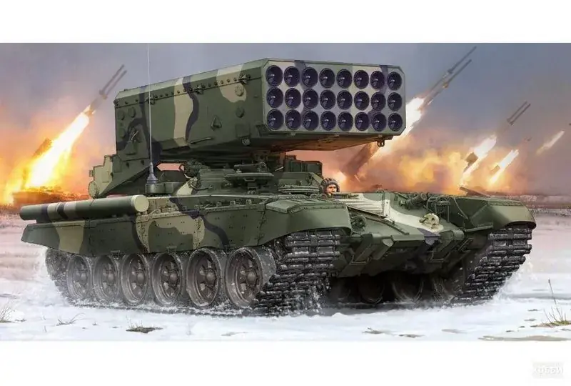 Gyors szállítás Trumpeter Russian TOS-1 24-Barrel Multipe Rocket L rakéta-sorozatvető makett
