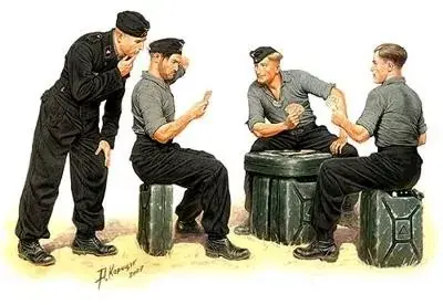 Masterbox German tank crew playing cards Die Skatspieler Árcsökkenés