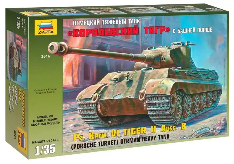 Zvezda Pz.Kpfw.VI Tiger II Porsche Turret makett Rendeld meg most