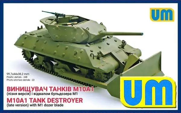 Vásárlói kedvenc Unimodels M10A1 tank destroyer (late) with M1 dozer blade makett