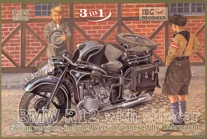 Újdonság IBG BMW R12 with sidecar civilian versions makett