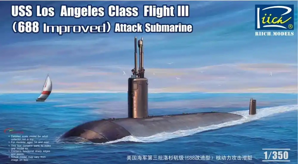 Riich Models USS Los Angeles Class Flight III (688 improved) SSN makett Olcsóbb