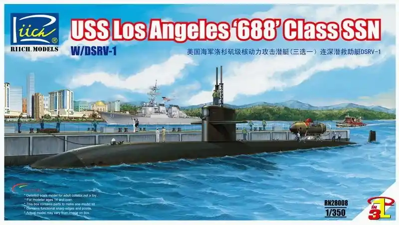 Szuper ajánlat Riich Models USS Los Angeles ‘688‘ Class SSN with DSRV-1 makett