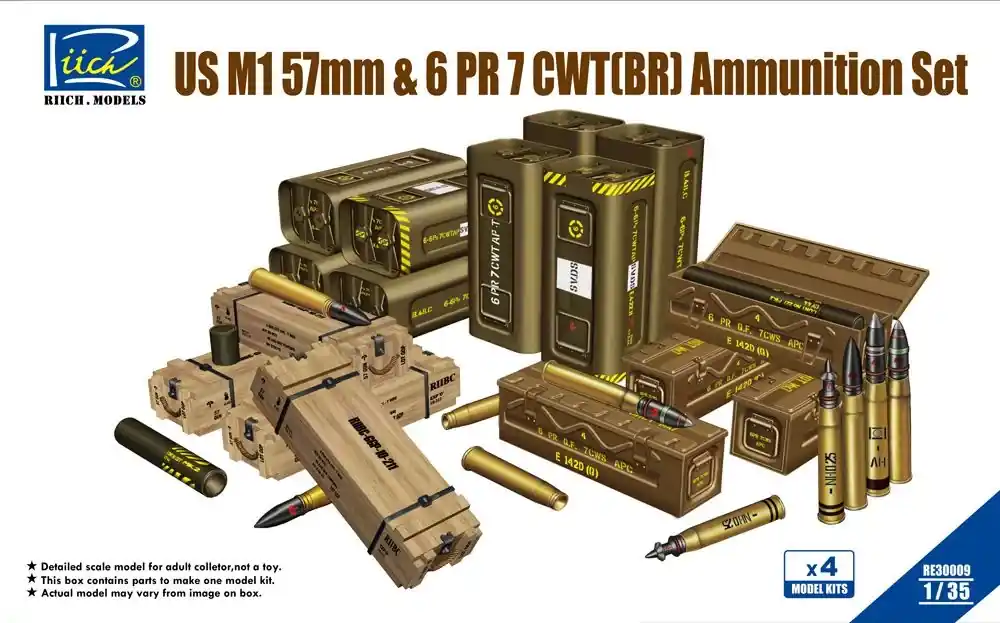 Gyors kiszállítás Riich Models US M1 57mm 6PR 7cwt (BR) Ammunition Set