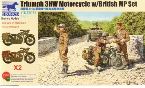 Bronco Triumph 3HW Motorcycle with MP Figure Se makett Exkluzív ajánlat