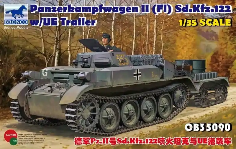Outlet Bronco Pz.Kpfw.II (Fl) Sd.Kfz.122 with UE Trailer makett