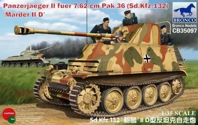 Expressz szállítás Bronco Panzerjaeger II fuer 7.62cm PaK-36 (Sd.Kfz.132) Marder IID makett