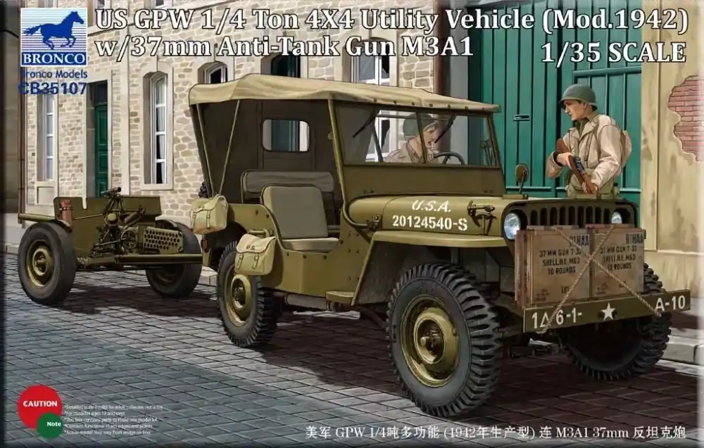 Bronco US GPW 4x4 Light Utility Truck with 37mm Anti-Tank Gun M3A1 makett Kedvezményes ár