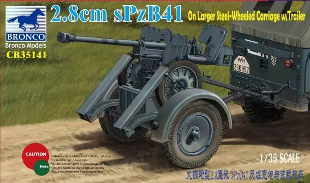 Expressz kézbesítés Bronco 2.8cm sPzB41 on larger steel-wheeled carriage with trailer makett