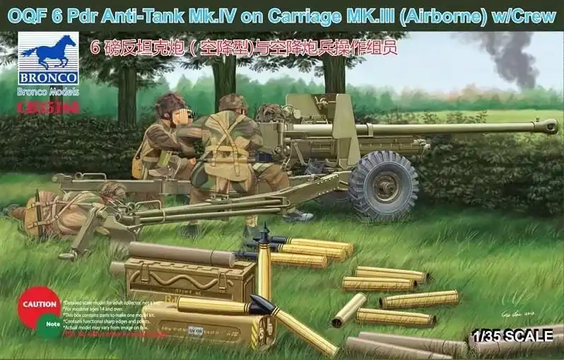Kedvezményes ár Bronco OQF 6 Pdr Anti-Tank Gun Mk.IV on Carriage Mk.III makett