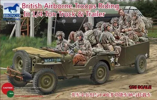 Bronco British Airborne Troops Riding in 1/4 ton Truck and Trailer makett Vásárlói kedvenc