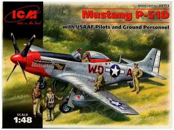 Gyors kiszállítás ICM P-51D Mustang USSAF with USAAF Pilots and Ground Personnel makett