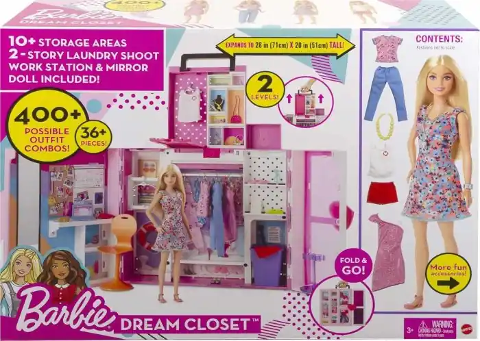 Alacsony ár Barbie Dream Closet Babával és Kiegészítőkkel HGX57