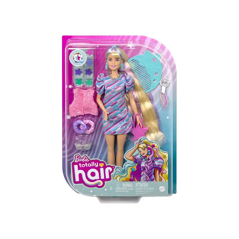 Barbie Totally Hair szőke színes hajú baba kiegészítőkkel (166468) Különleges ajánlat