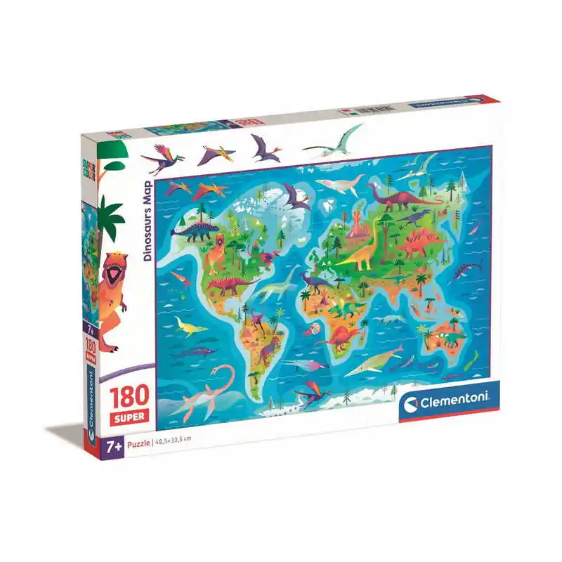 Nézd meg most Clementoni- 180 db-os SuperColor puzzle - Dínótérkép (29790)