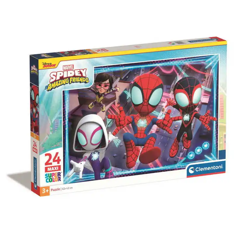 Kihagyhatatlan ajánlat Clementoni- 24 db-os SuperColor Maxi puzzle - Spidey és barátai (28527)