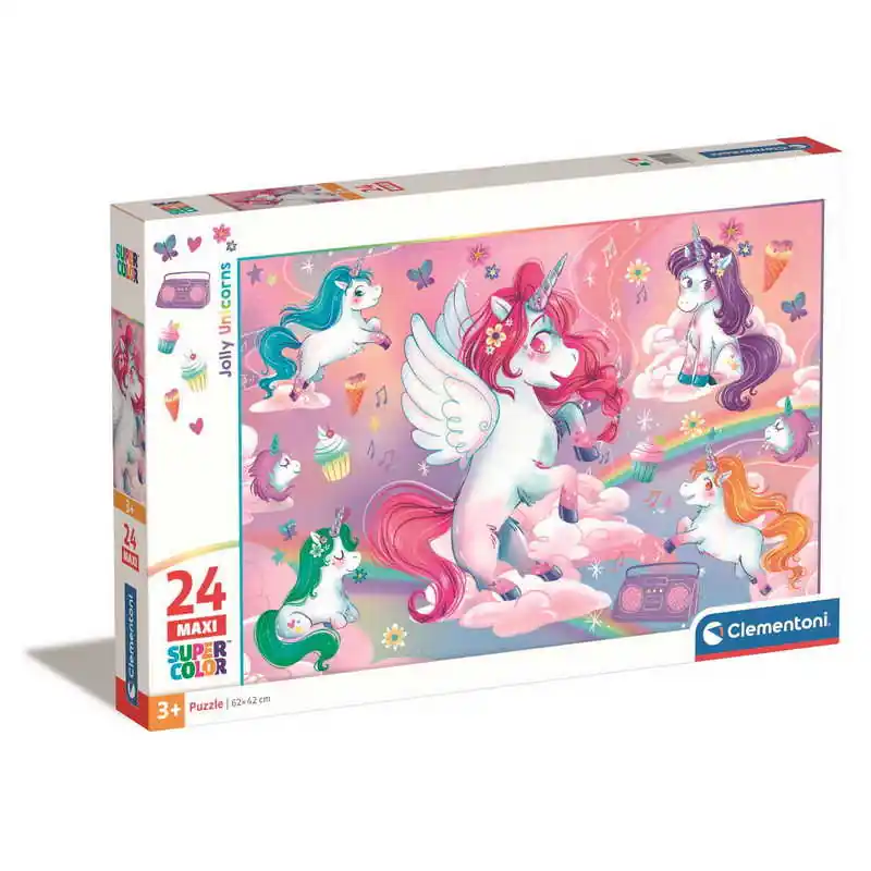 Clementoni- 24 db-os SuperColor Maxi puzzle - Vidám unikornisok (28525) Újdonság