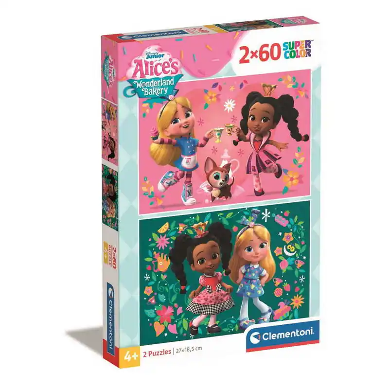 Clementoni- 2x60 db-os SuperColor puzzle - Alice Csodaország cukrászdája (24814) Árcsökkenés