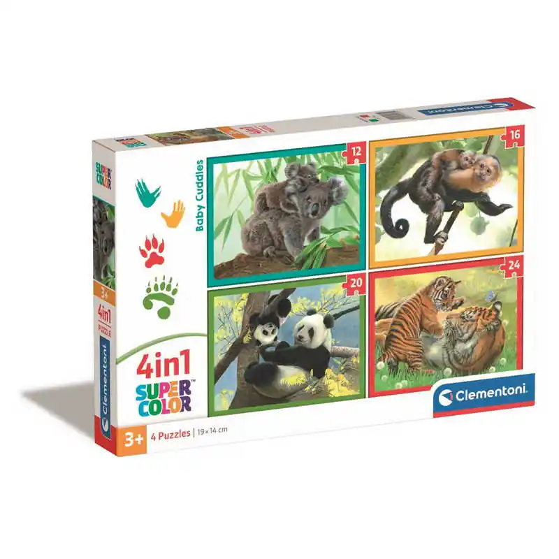 Árengedmény Clementoni- 4 az 1-ben SuperColor puzzle gyűjtemény - Állatkölykök (21532)