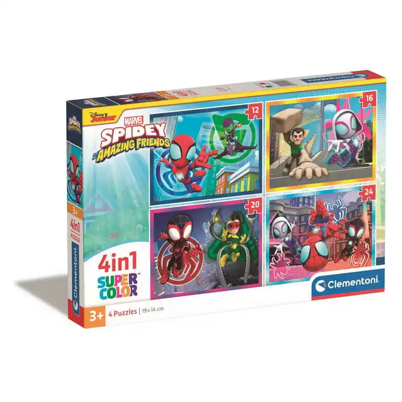 Vásárlói kedvenc Clementoni- 4 az 1-ben SuperColor puzzle gyűjtemény - Spidey és barátai (21528)
