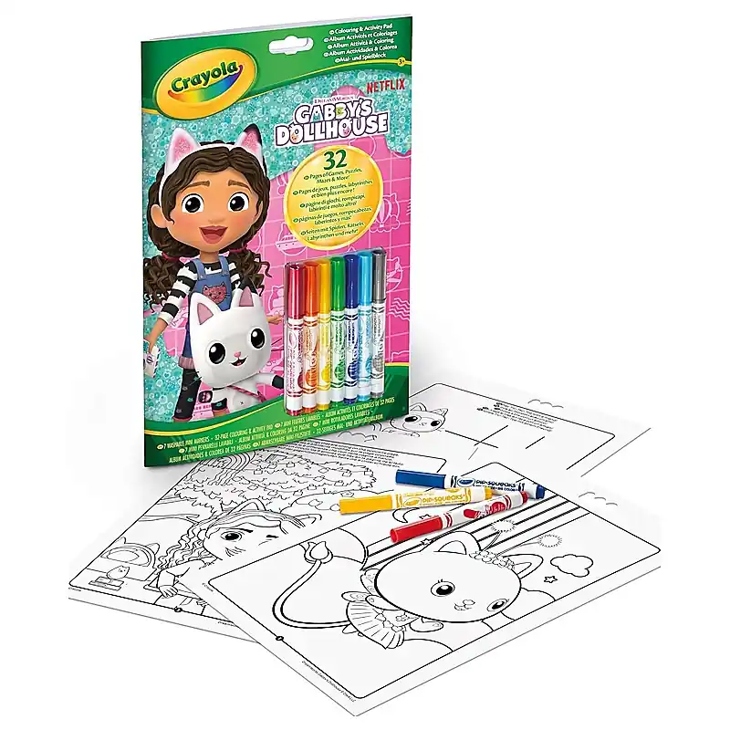 Outlet Crayola Gabby babaháza Color Activity foglalkoztató füzet 32 oldallal és 7 filctollal (04-7024)