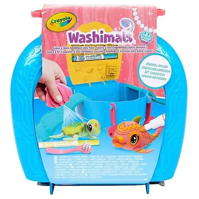 Crayola Washimals Ocean Pets Seashell Splash kagylós óceáni állatkák játékszett delfinnel és teknőss Korlátozott ajánlat