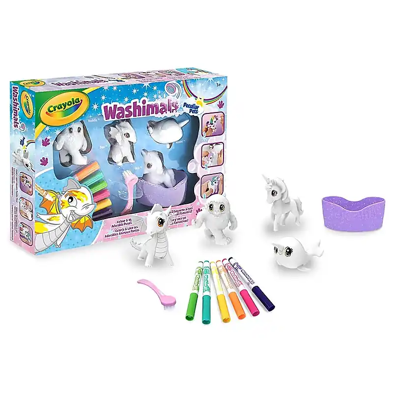 Outlet Crayola Washimals Peculiar Pets Állatkornis játékszett 4 figurával és 6 filctollal (25-7191)