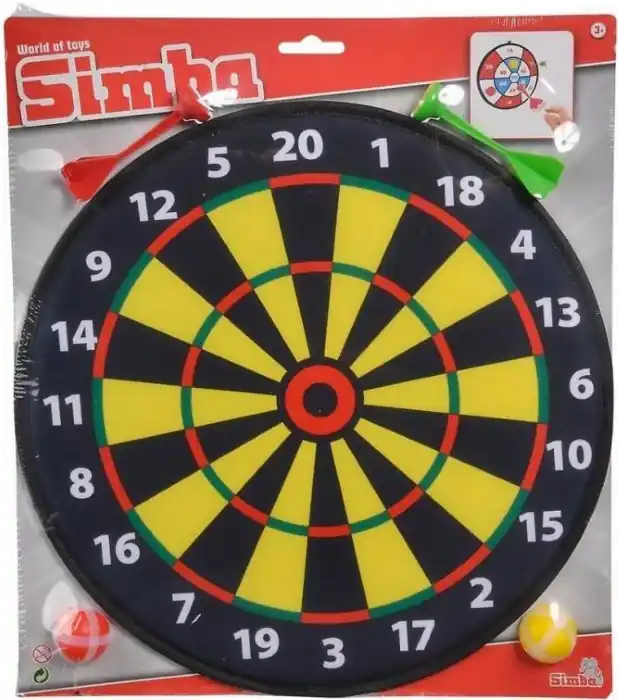 Exkluzív ajánlat Darts tábla 2 db tépőzáras nyíllal és 2 db labdával 35 cm citromsárga (157939)