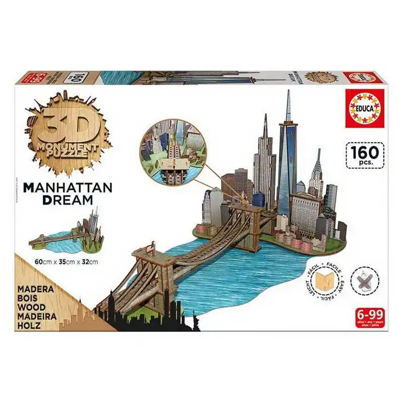 Alacsony ár Educa Puzzle Brooklyn Bridge, Manhattan Dream 160 db-os fa 3D (17000)