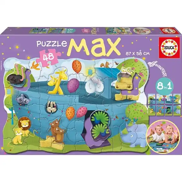 Vedd meg online Educa Puzzle Max Noé bárkája, 8 az 1-ben 48 db-os (15901)