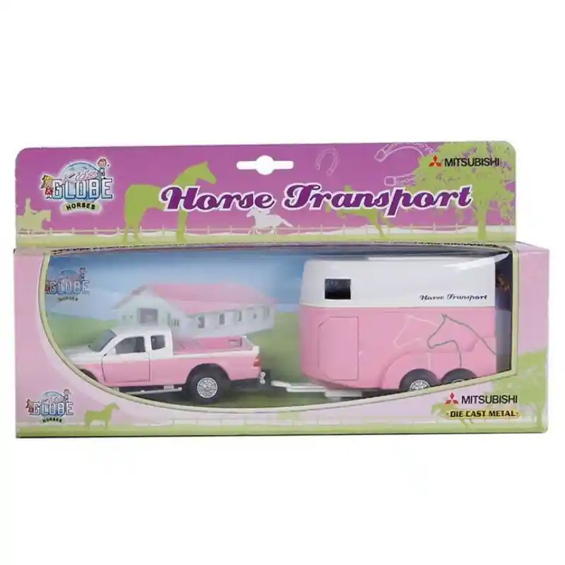 Vedd meg online Fém hátrahúzós Pick-up teherautó és lószállító pink (110010289)