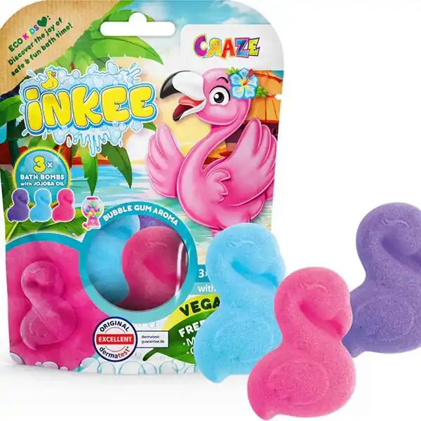 Flair Craze Inkee Flamingó vegán fürdőforma 3db-os csomag rágógumi aromával (INK-55380EN) Alacsony ár