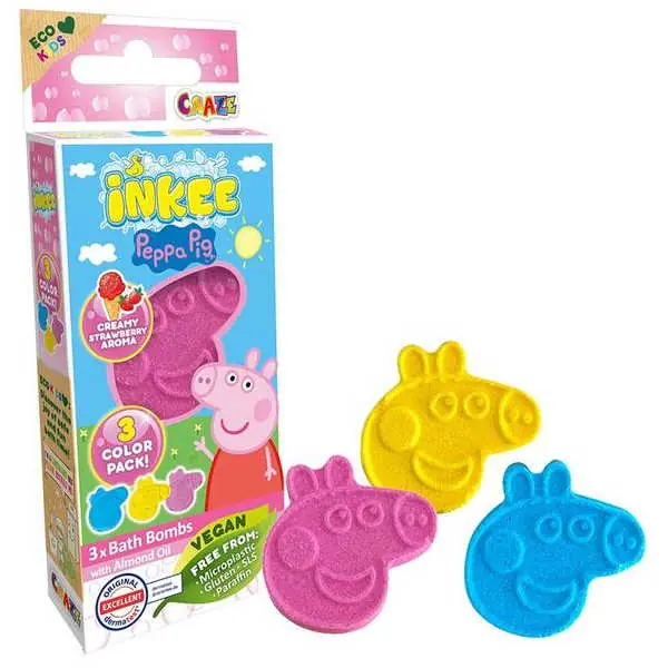 Flair Craze Inkee Vegán fürdő bomba forma - Peppa Malac eper aromával 3db-os (INK-44001EN) Árcsökkenés