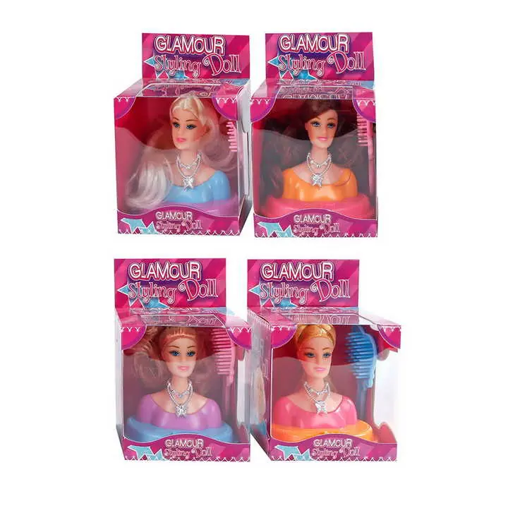 Akció Glamour fésülhető babafej hajkefével, 9 cm (670045)