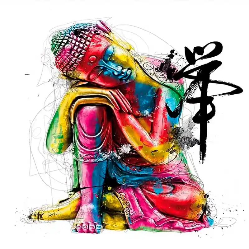 Expressz kézbesítés Gyémántszemes kirakó kör alakú gyémántokkal Pihenő Buddha 30x40 cm (PCB8_30X40)