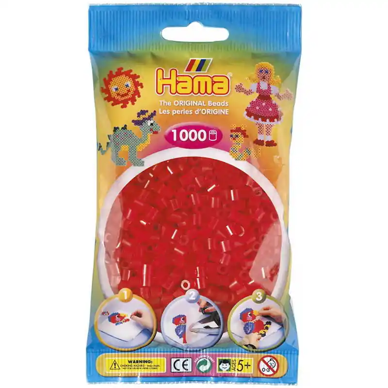 Kiárusítás Hama Midi gyöngy 1000 db-os átlátszó piros (207137)