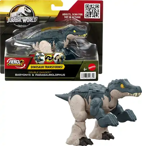 Olcsó Jurassic World Baryonyx és Parasaurolophus átalakítható játékfigura (116744)