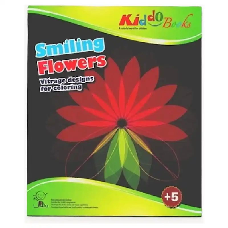 Outlet Kiddo Books Smiling Flowers virágos kreatív színező csomag 12 lappal (543775)