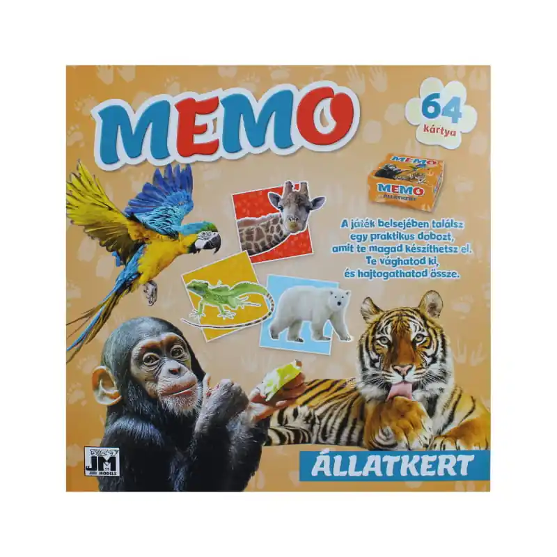 Memo állatkert kivágós memória kártyajáték 64 db kártyával (174796) Akciós ár