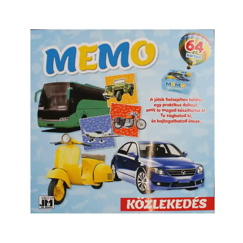 Memo közlekedés kivágós memória kártyajáték 64 db kártyával (174795) Biztonságos fizetés