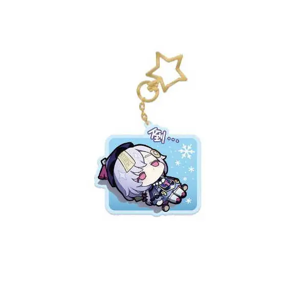 Újdonság MiHoYo Genshin Impact Q Version Sticker Series Acrylic Keychain Qiqi 9 cm