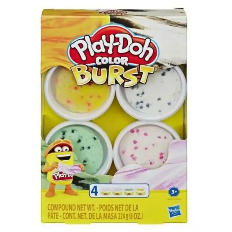 Play-Doh Color Burst gyurma 4 x 56 gramm zöld, narancs, barna, rózsaszín (E8061) Kedvezményes ár