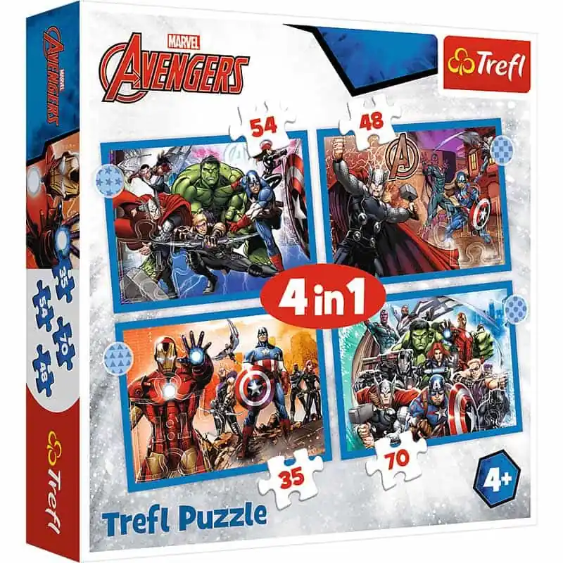 Puzzle Avengers Bosszúállók 4 az 1-ben 35, 48, 54, 70 db-os Trefl (159634) Legjobb ár